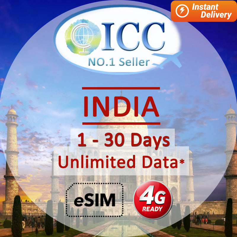 ICC eSIM - India 1-30 Days Unlimited Data SIM (24/7 auto deliver eSIM )