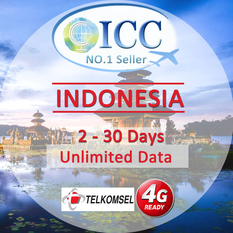 ICC SIM Card - Indonesia 2-30 Days Daily 1GB/2GB/3GB/Unlimited 4G* + Unlimited Data (Telkomsel Network)