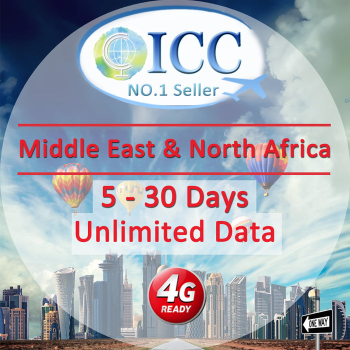 ICC SIM Card - Middle East and North Africa (MENA) 5-30 Days Unlimited Data