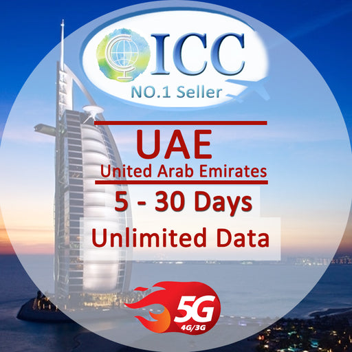 ICC SIM Card - United Arab Emirates (UAE) 5-30 Days Unlimited Data SIM/Dubai SIM Card