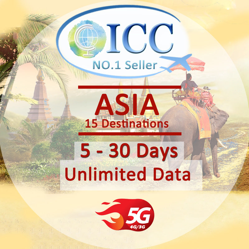 ICC SIM Card - Asia 5-30 Days Unlimited Data