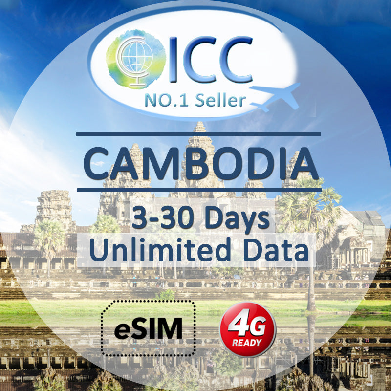 ICC ESIM - Cambodia 5-8 Days Unlimited Data (24/7 Auto Deliver ESIM ...