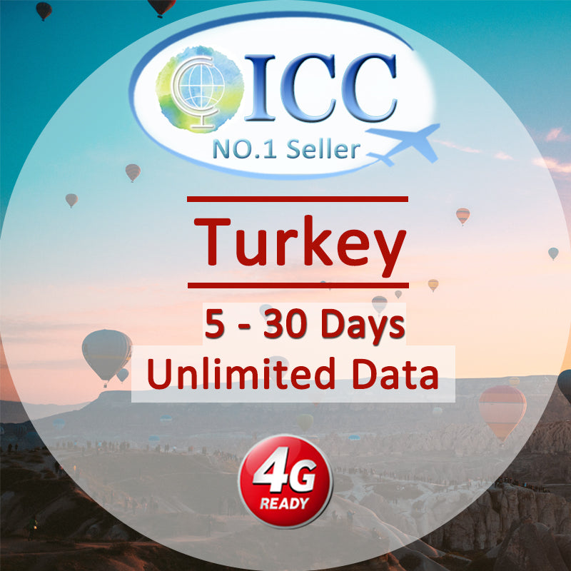 ICC SIM Card - Turkey 5-30 Days Unlimited Data SIM Card (No Daily limit) Turkcell Network